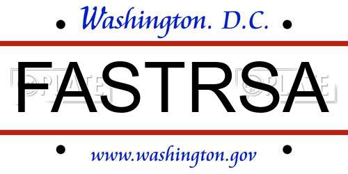 FASTRSA District Of Columbia License Plate