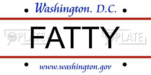 FATTY District Of Columbia License Plate