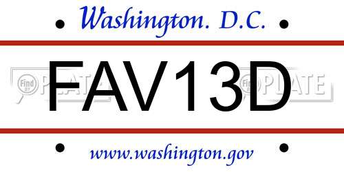 FAV13D District Of Columbia License Plate