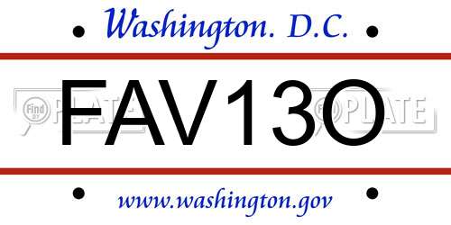 FAV13O District Of Columbia License Plate