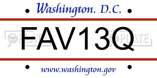 FAV13Q District Of Columbia License Plate