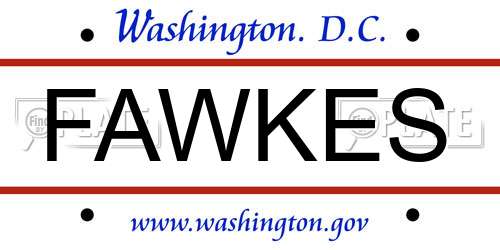 FAWKES District Of Columbia License Plate