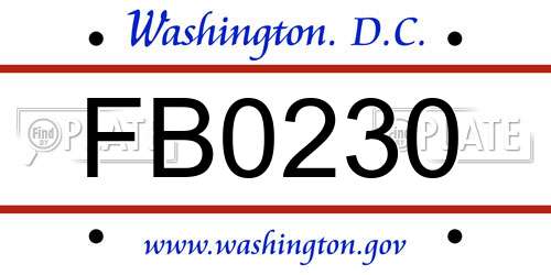 FB0230 District Of Columbia License Plate