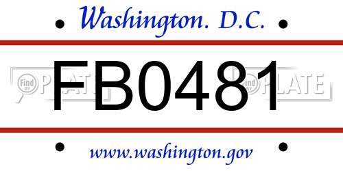 FB0481 District Of Columbia License Plate