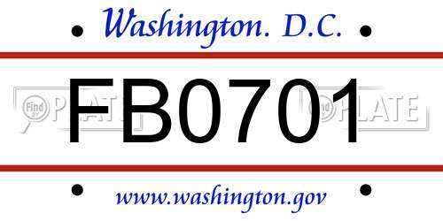 FB0701 District Of Columbia License Plate