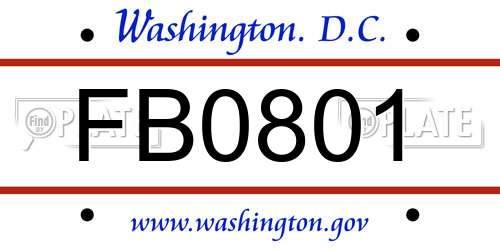 FB0801 District Of Columbia License Plate