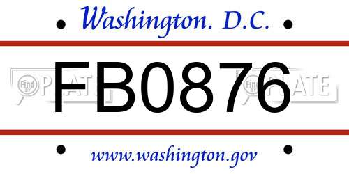 FB0876 District Of Columbia License Plate
