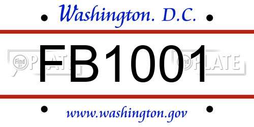 FB1001 District Of Columbia License Plate