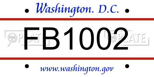 FB1002 District Of Columbia License Plate