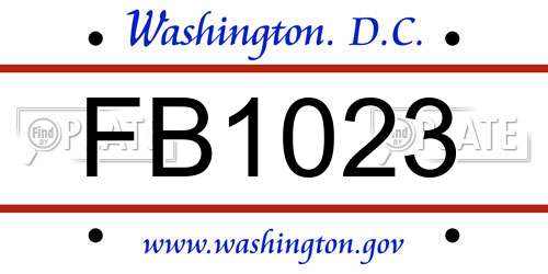 FB1023 District Of Columbia License Plate