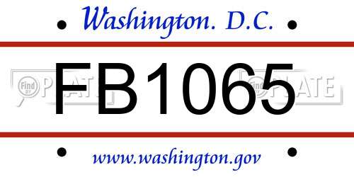 FB1065 District Of Columbia License Plate