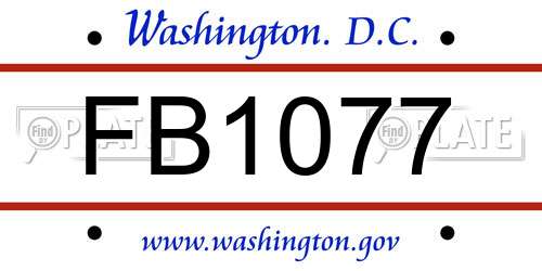 FB1077 District Of Columbia License Plate