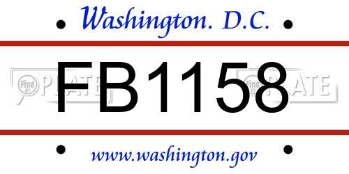 FB1158 District Of Columbia License Plate