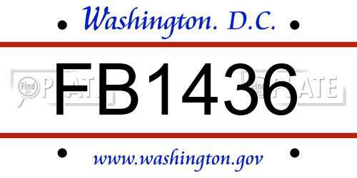 FB1436 District Of Columbia License Plate