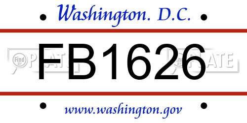 FB1626 District Of Columbia License Plate