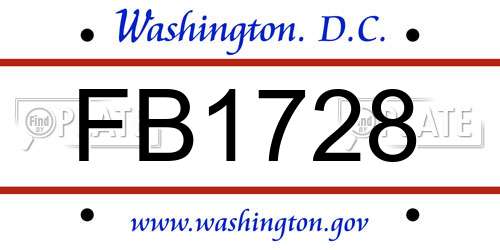 FB1728 District Of Columbia License Plate