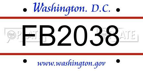 FB2038 District Of Columbia License Plate