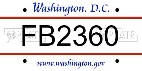 FB2360 District Of Columbia License Plate