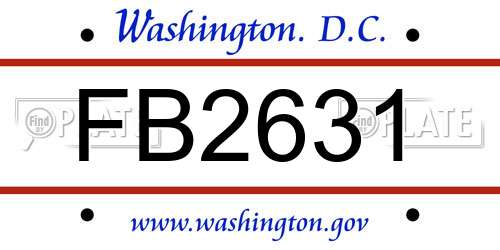FB2631 District Of Columbia License Plate