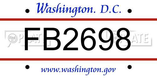 FB2698 District Of Columbia License Plate