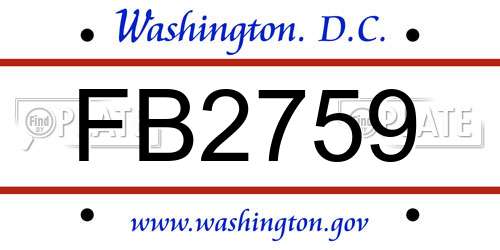 FB2759 District Of Columbia License Plate