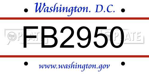 FB2950 District Of Columbia License Plate