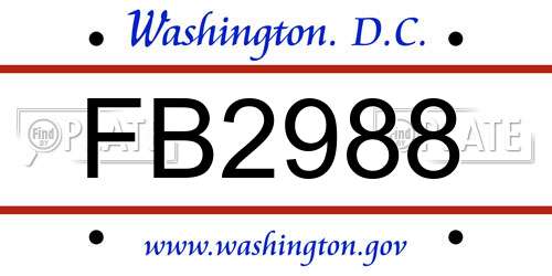 FB2988 District Of Columbia License Plate