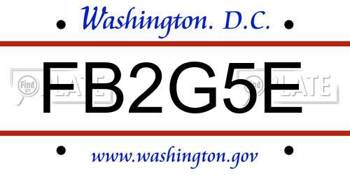 FB2G5E District Of Columbia License Plate