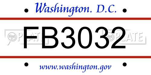 FB3032 District Of Columbia License Plate
