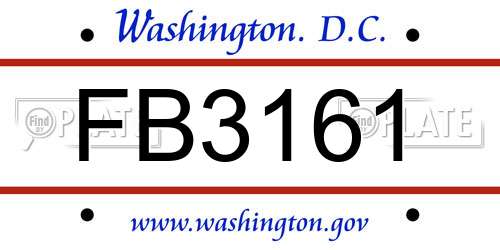 FB3161 District Of Columbia License Plate