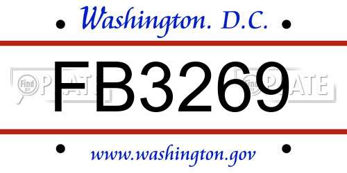 FB3269 District Of Columbia License Plate