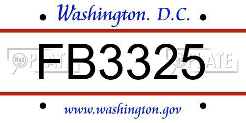 FB3325 District Of Columbia License Plate