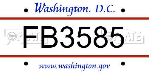 FB3585 District Of Columbia License Plate