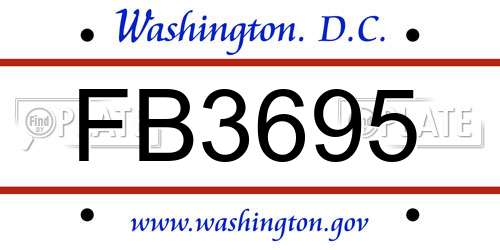 FB3695 District Of Columbia License Plate