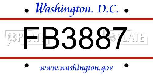 FB3887 District Of Columbia License Plate