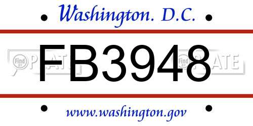 FB3948 District Of Columbia License Plate