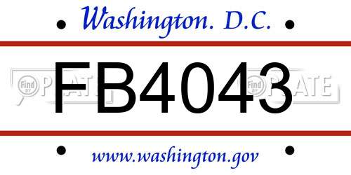 FB4043 District Of Columbia License Plate