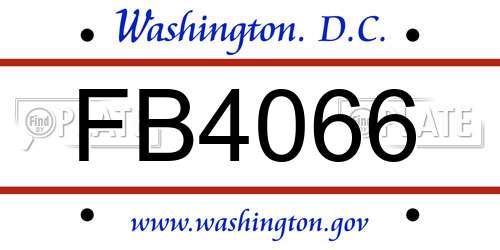 FB4066 District Of Columbia License Plate