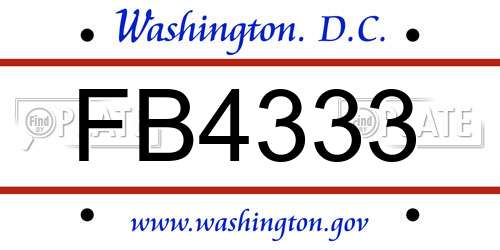 FB4333 District Of Columbia License Plate