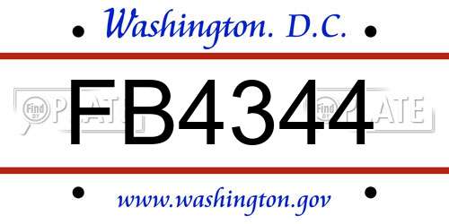 FB4344 District Of Columbia License Plate