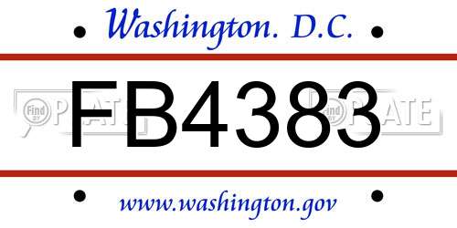 FB4383 District Of Columbia License Plate