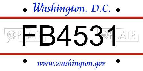FB4531 District Of Columbia License Plate