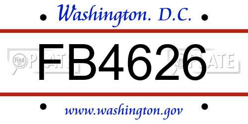 FB4626 District Of Columbia License Plate