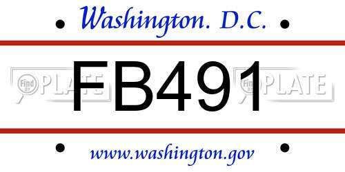 FB491 District Of Columbia License Plate