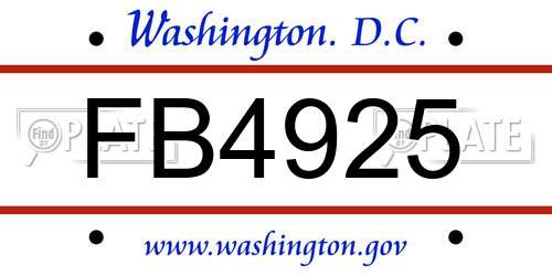 FB4925 District Of Columbia License Plate
