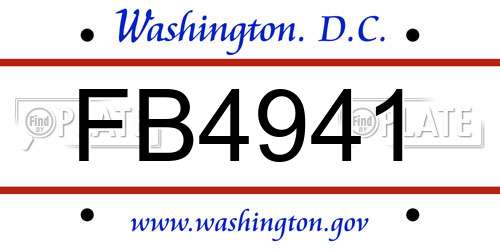 FB4941 District Of Columbia License Plate