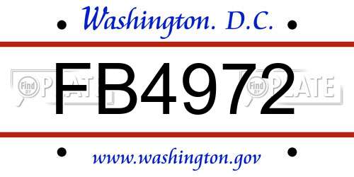 FB4972 District Of Columbia License Plate