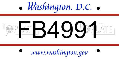 FB4991 District Of Columbia License Plate