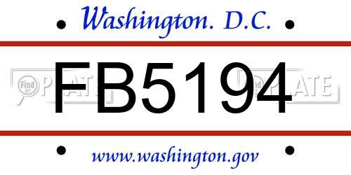 FB5194 District Of Columbia License Plate