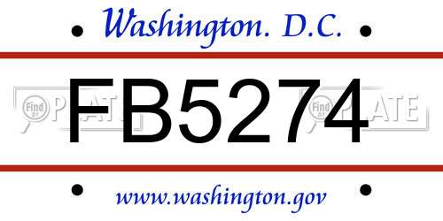 FB5274 District Of Columbia License Plate